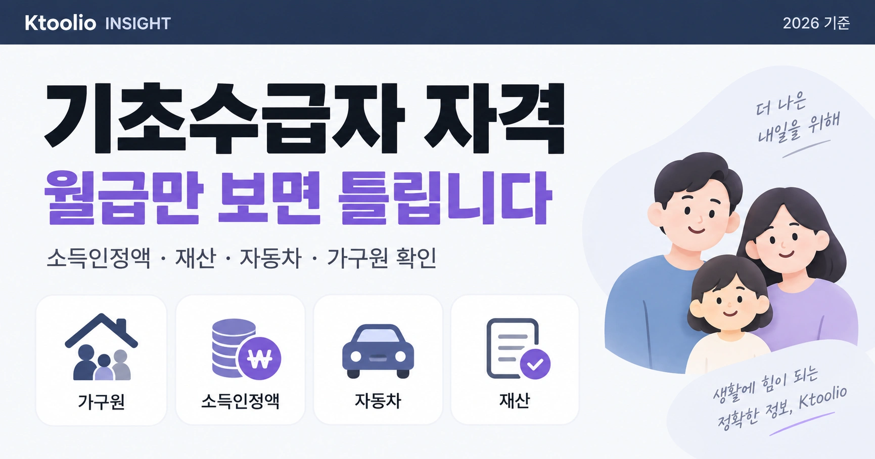 2026 기초수급자 자격을 가구원·소득인정액·재산·자동차·부양의무자 순서로 확인하는 안내