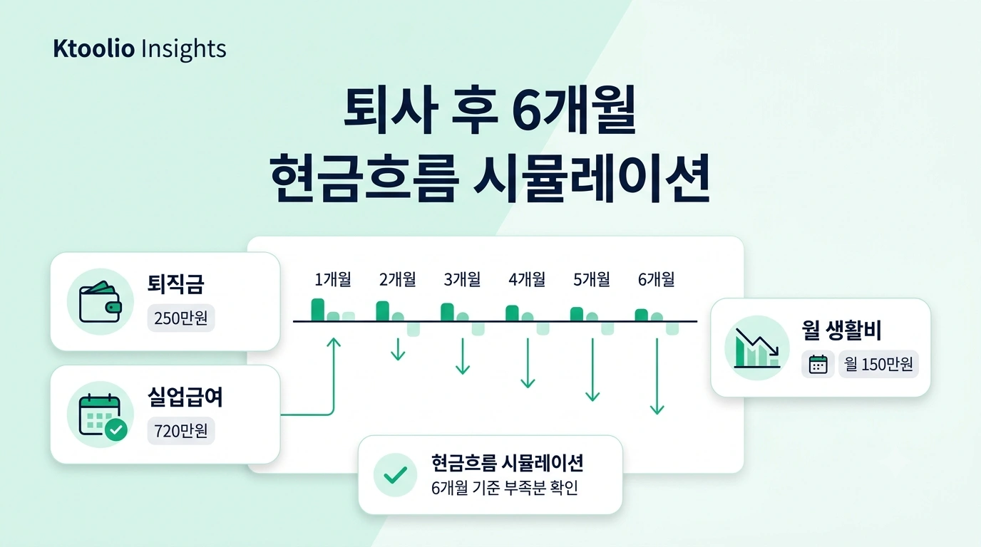 퇴사 후 6개월 생활비를 퇴직금과 실업급여 기준으로 비교한 Ktoolio 인사이트 썸네일