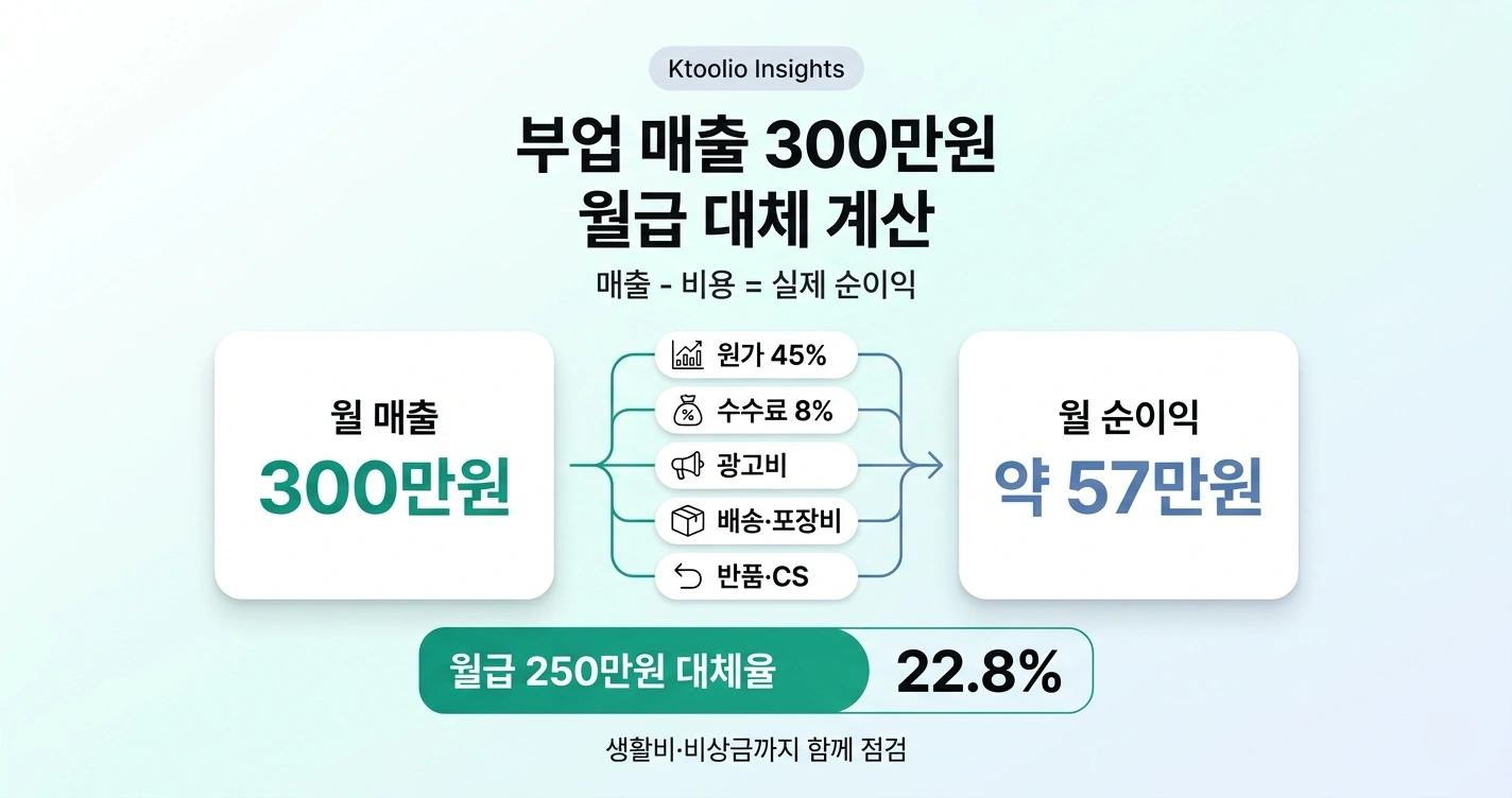 부업 매출과 순이익으로 월급 대체 가능성을 점검하는 Ktoolio 인사이트 썸네일